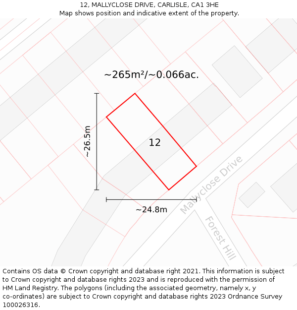 12, MALLYCLOSE DRIVE, CARLISLE, CA1 3HE: Plot and title map