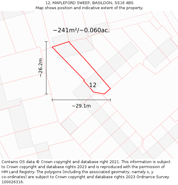12, MAPLEFORD SWEEP, BASILDON, SS16 4BS: Plot and title map