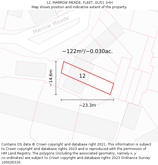 12, MARROW MEADE, FLEET, GU51 1HH: Plot and title map