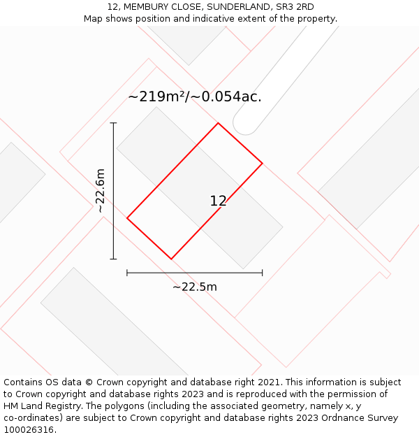 12, MEMBURY CLOSE, SUNDERLAND, SR3 2RD: Plot and title map