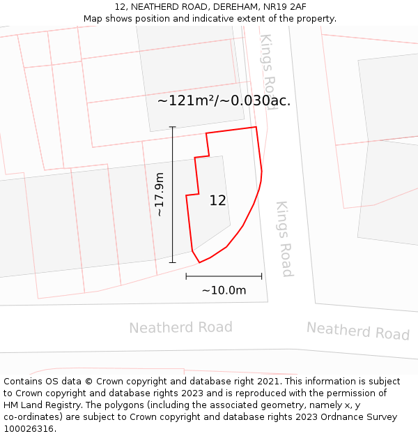 12, NEATHERD ROAD, DEREHAM, NR19 2AF: Plot and title map