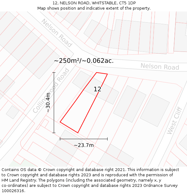 12, NELSON ROAD, WHITSTABLE, CT5 1DP: Plot and title map