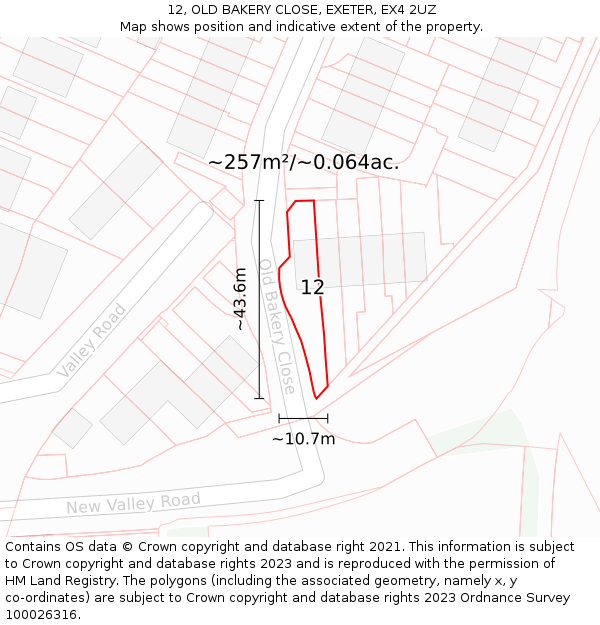12, OLD BAKERY CLOSE, EXETER, EX4 2UZ: Plot and title map