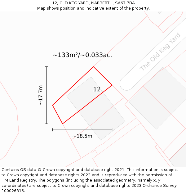 12, OLD KEG YARD, NARBERTH, SA67 7BA: Plot and title map