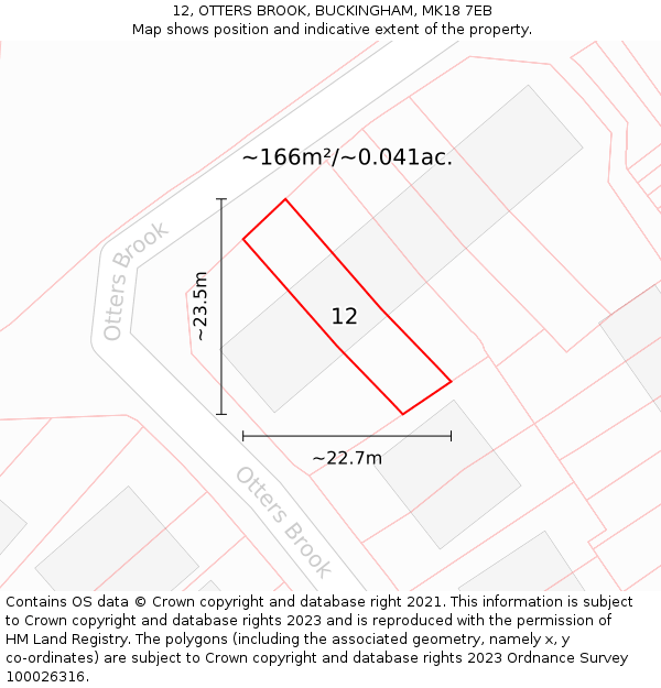 12, OTTERS BROOK, BUCKINGHAM, MK18 7EB: Plot and title map