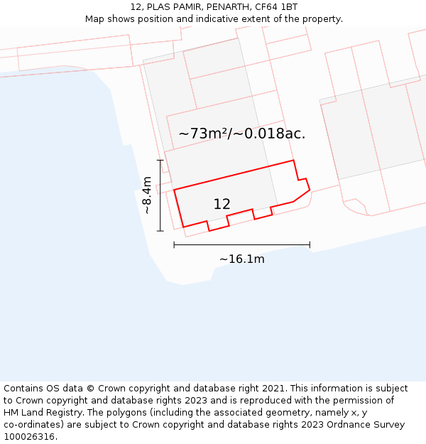 12, PLAS PAMIR, PENARTH, CF64 1BT: Plot and title map