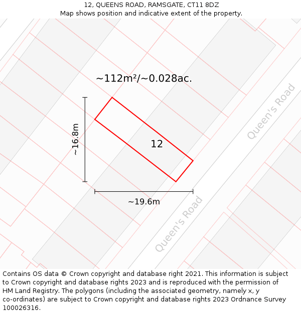 12, QUEENS ROAD, RAMSGATE, CT11 8DZ: Plot and title map