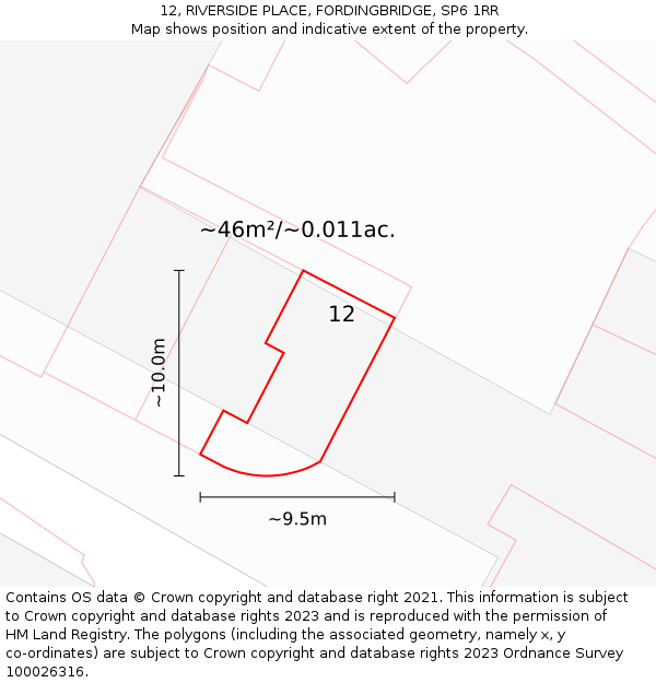 12, RIVERSIDE PLACE, FORDINGBRIDGE, SP6 1RR: Plot and title map