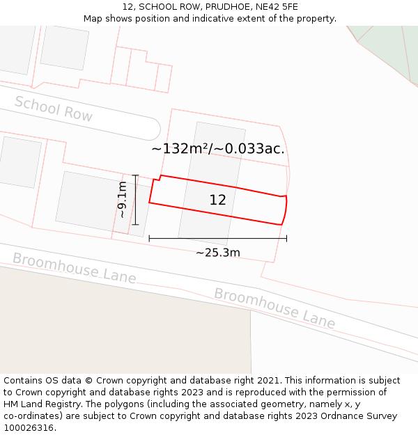 12, SCHOOL ROW, PRUDHOE, NE42 5FE: Plot and title map