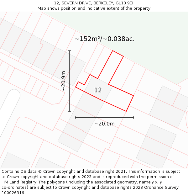 12, SEVERN DRIVE, BERKELEY, GL13 9EH: Plot and title map