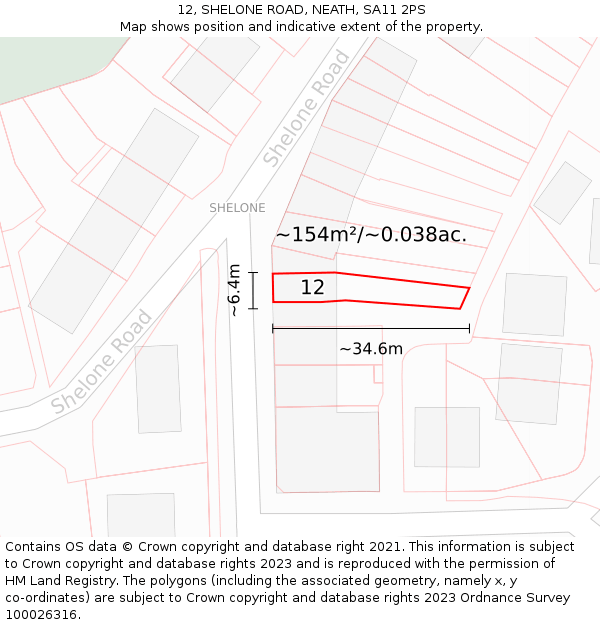 12, SHELONE ROAD, NEATH, SA11 2PS: Plot and title map