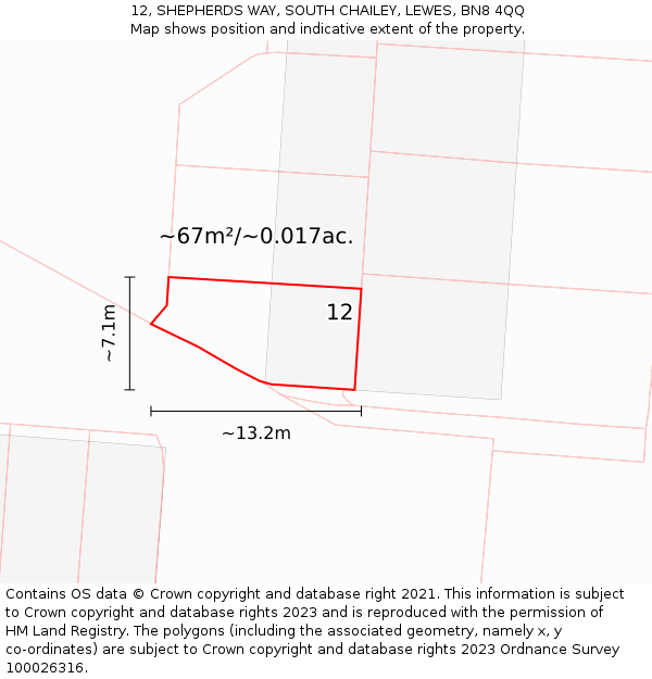 12, SHEPHERDS WAY, SOUTH CHAILEY, LEWES, BN8 4QQ: Plot and title map