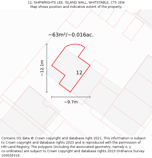 12, SHIPWRIGHTS LEE, ISLAND WALL, WHITSTABLE, CT5 1EW: Plot and title map