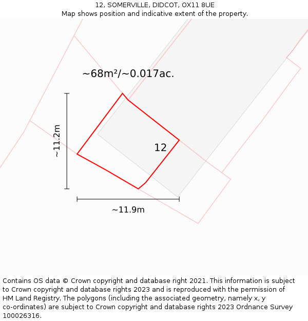 12, SOMERVILLE, DIDCOT, OX11 8UE: Plot and title map