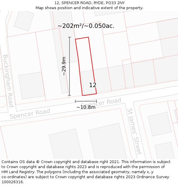 12, SPENCER ROAD, RYDE, PO33 2NY: Plot and title map