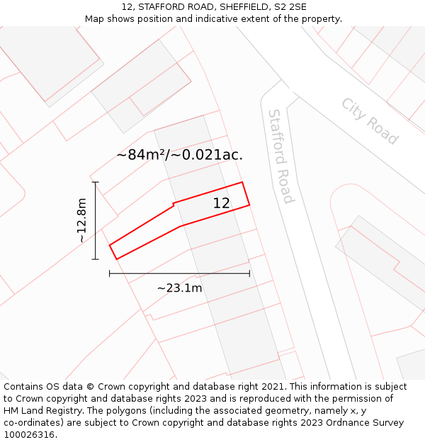 12, STAFFORD ROAD, SHEFFIELD, S2 2SE: Plot and title map