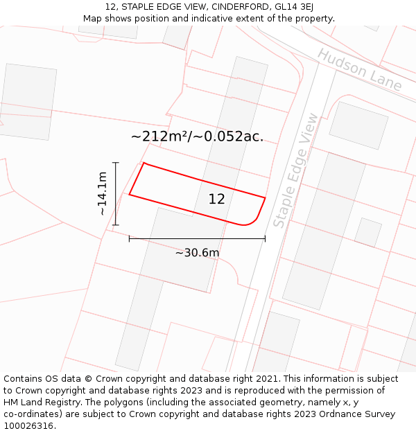 12, STAPLE EDGE VIEW, CINDERFORD, GL14 3EJ: Plot and title map