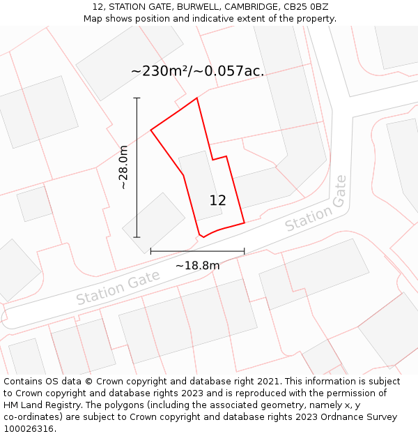 12, STATION GATE, BURWELL, CAMBRIDGE, CB25 0BZ: Plot and title map