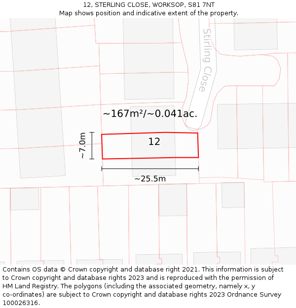 12, STERLING CLOSE, WORKSOP, S81 7NT: Plot and title map