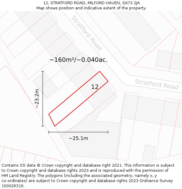 12, STRATFORD ROAD, MILFORD HAVEN, SA73 2JA: Plot and title map