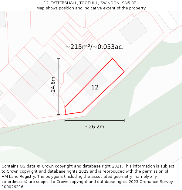 12, TATTERSHALL, TOOTHILL, SWINDON, SN5 8BU: Plot and title map