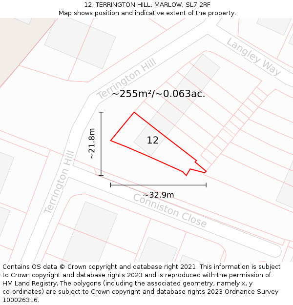 12, TERRINGTON HILL, MARLOW, SL7 2RF: Plot and title map
