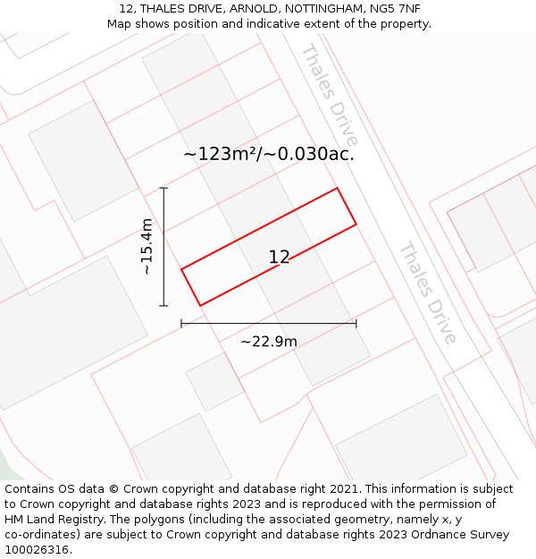 12, THALES DRIVE, ARNOLD, NOTTINGHAM, NG5 7NF: Plot and title map