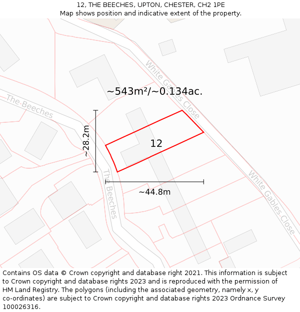 12, THE BEECHES, UPTON, CHESTER, CH2 1PE: Plot and title map