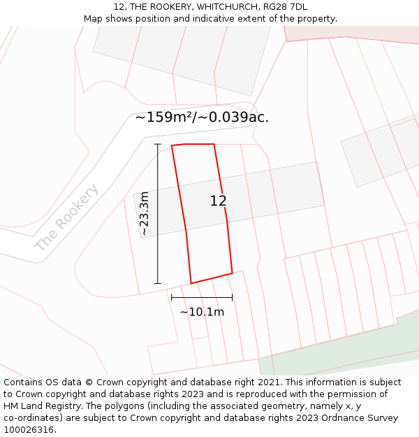 12, THE ROOKERY, WHITCHURCH, RG28 7DL: Plot and title map