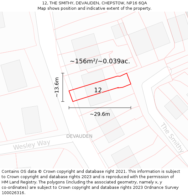 12, THE SMITHY, DEVAUDEN, CHEPSTOW, NP16 6QA: Plot and title map