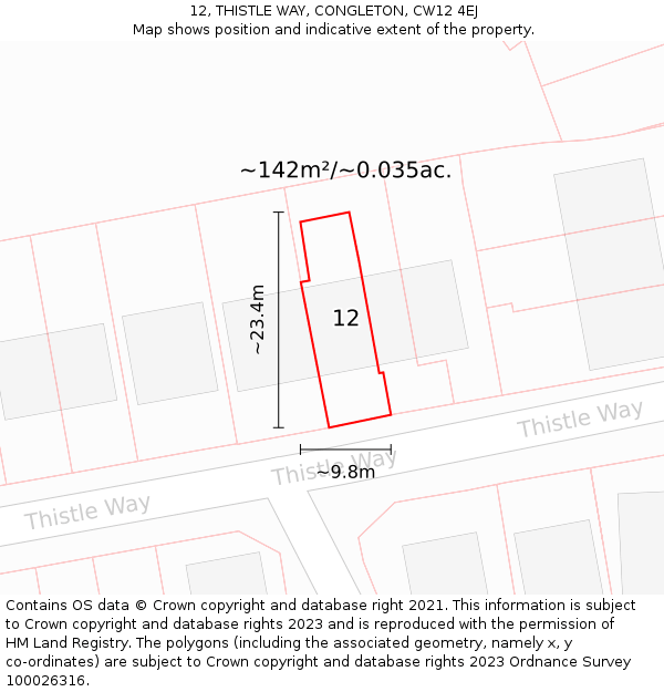 12, THISTLE WAY, CONGLETON, CW12 4EJ: Plot and title map