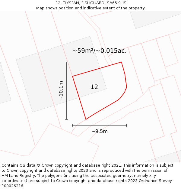 12, TLYSFAN, FISHGUARD, SA65 9HS: Plot and title map