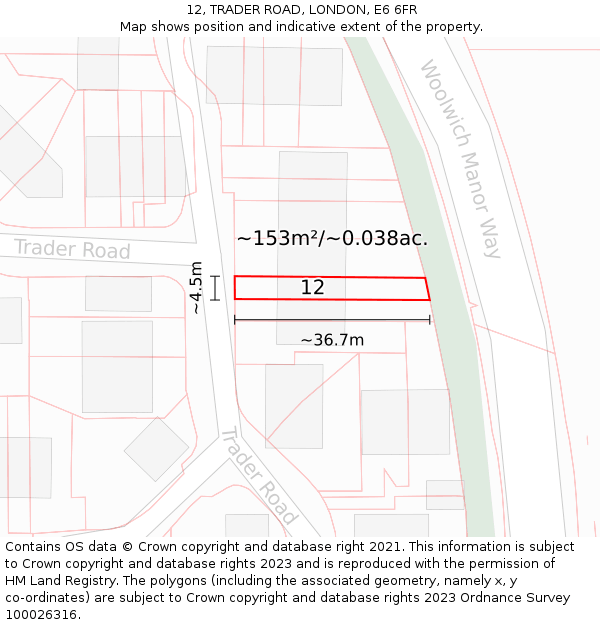12, TRADER ROAD, LONDON, E6 6FR: Plot and title map
