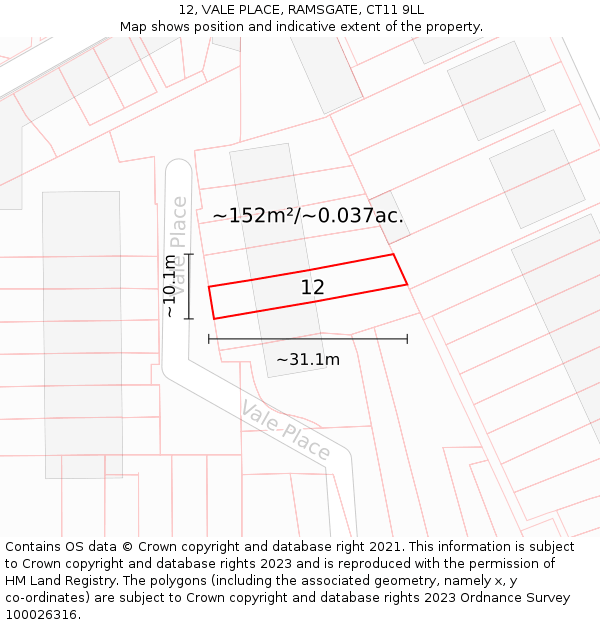 12, VALE PLACE, RAMSGATE, CT11 9LL: Plot and title map