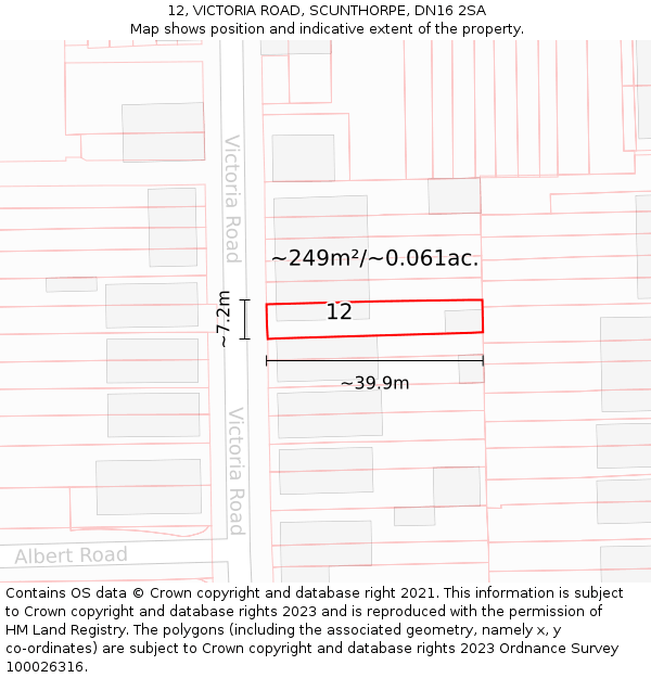 12, VICTORIA ROAD, SCUNTHORPE, DN16 2SA: Plot and title map