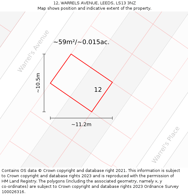 12, WARRELS AVENUE, LEEDS, LS13 3NZ: Plot and title map