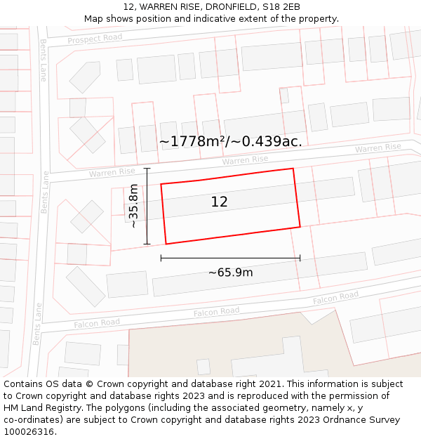 12, WARREN RISE, DRONFIELD, S18 2EB: Plot and title map