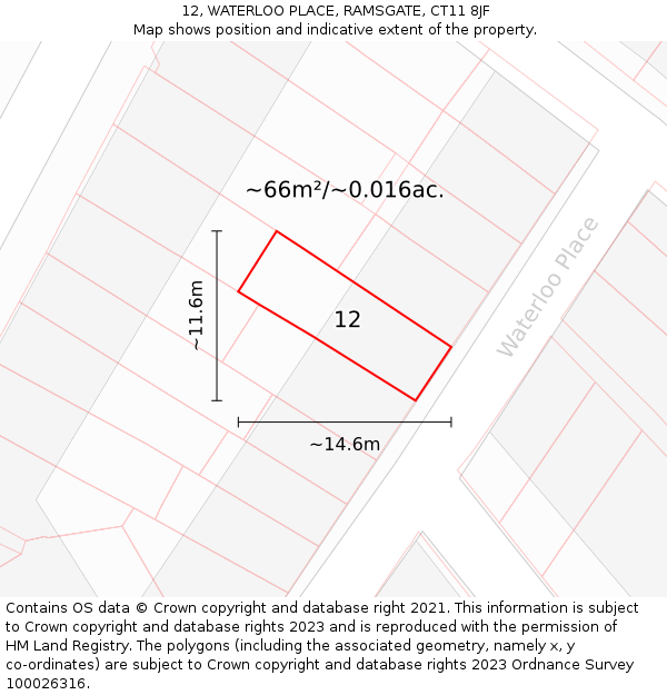 12, WATERLOO PLACE, RAMSGATE, CT11 8JF: Plot and title map