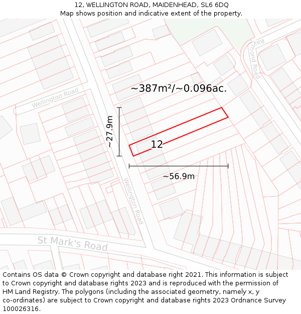 12, WELLINGTON ROAD, MAIDENHEAD, SL6 6DQ: Plot and title map