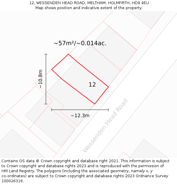 12, WESSENDEN HEAD ROAD, MELTHAM, HOLMFIRTH, HD9 4EU: Plot and title map