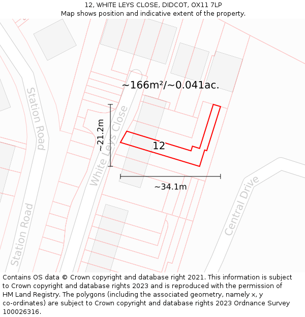 12, WHITE LEYS CLOSE, DIDCOT, OX11 7LP: Plot and title map