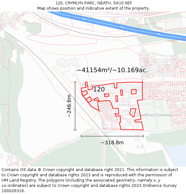 120, CRYMLYN PARC, NEATH, SA10 6EF: Plot and title map