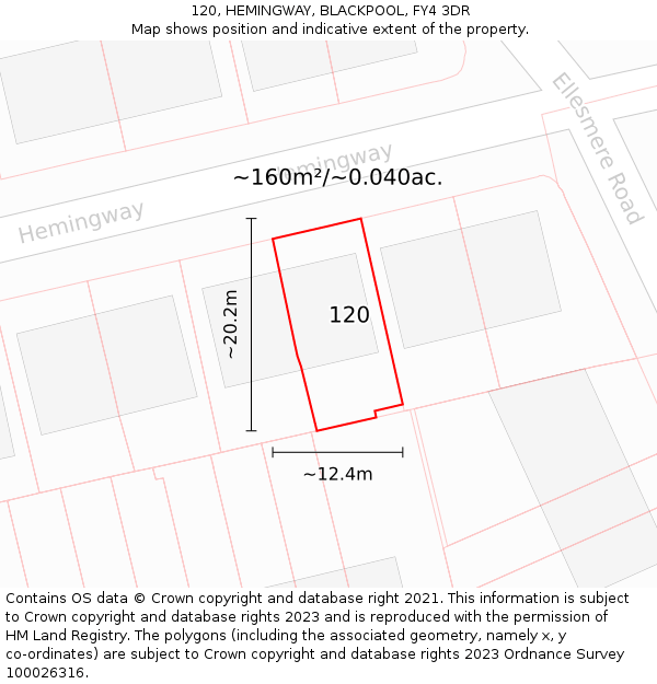 120, HEMINGWAY, BLACKPOOL, FY4 3DR: Plot and title map