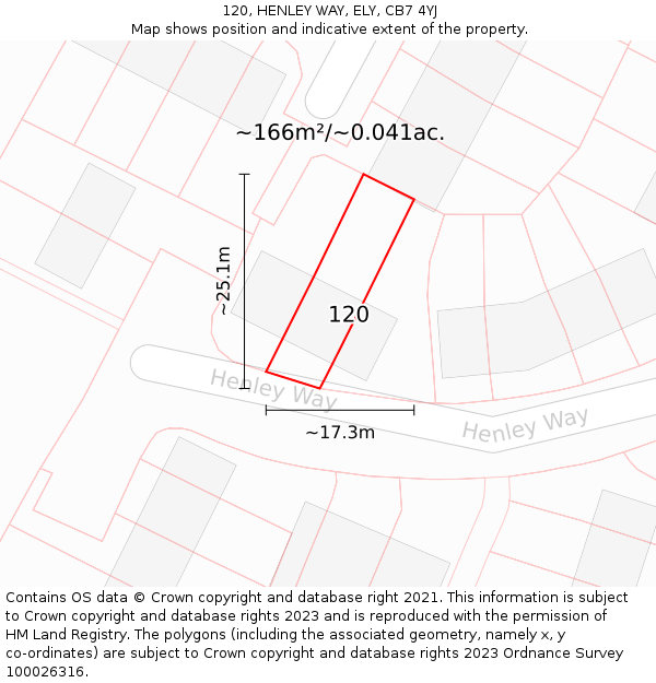 120, HENLEY WAY, ELY, CB7 4YJ: Plot and title map