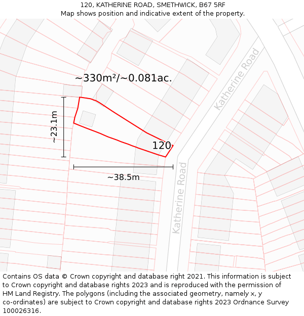 120, KATHERINE ROAD, SMETHWICK, B67 5RF: Plot and title map