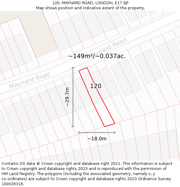 120, MAYNARD ROAD, LONDON, E17 9JF: Plot and title map