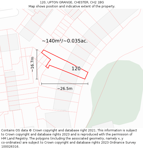 120, UPTON GRANGE, CHESTER, CH2 1BG: Plot and title map