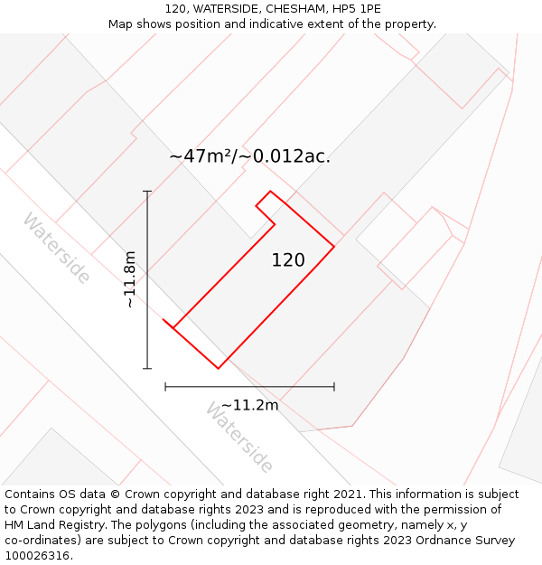 120, WATERSIDE, CHESHAM, HP5 1PE: Plot and title map