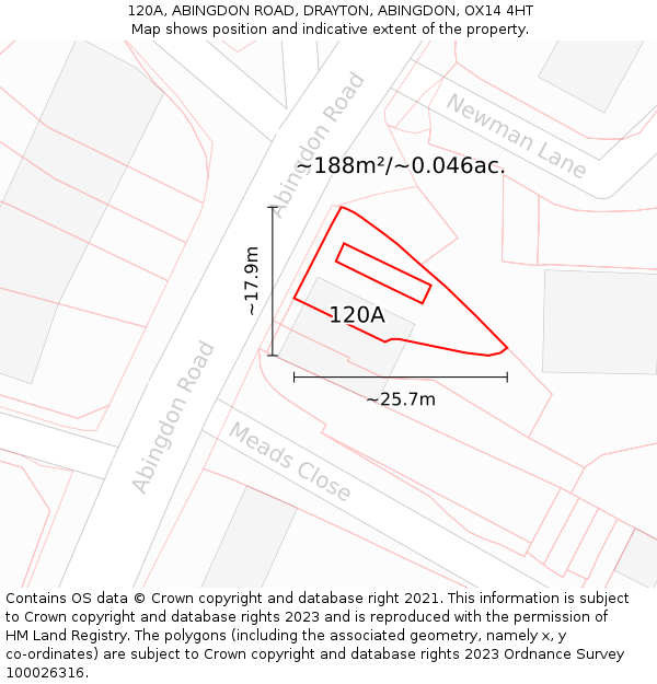 120A, ABINGDON ROAD, DRAYTON, ABINGDON, OX14 4HT: Plot and title map