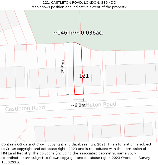 121, CASTLETON ROAD, LONDON, SE9 4DD: Plot and title map